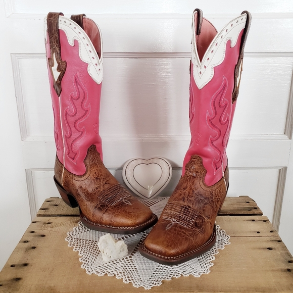 🌸AvaiLable🌸inQuire pLease🌸Vtg Pink ARIAT Crossfire Caliente Cowgirl Boots - Picture 16 of 16